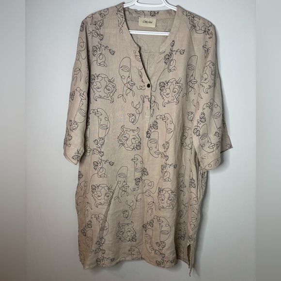 Elegant Cream Printed Dress - Picture 2 of 7